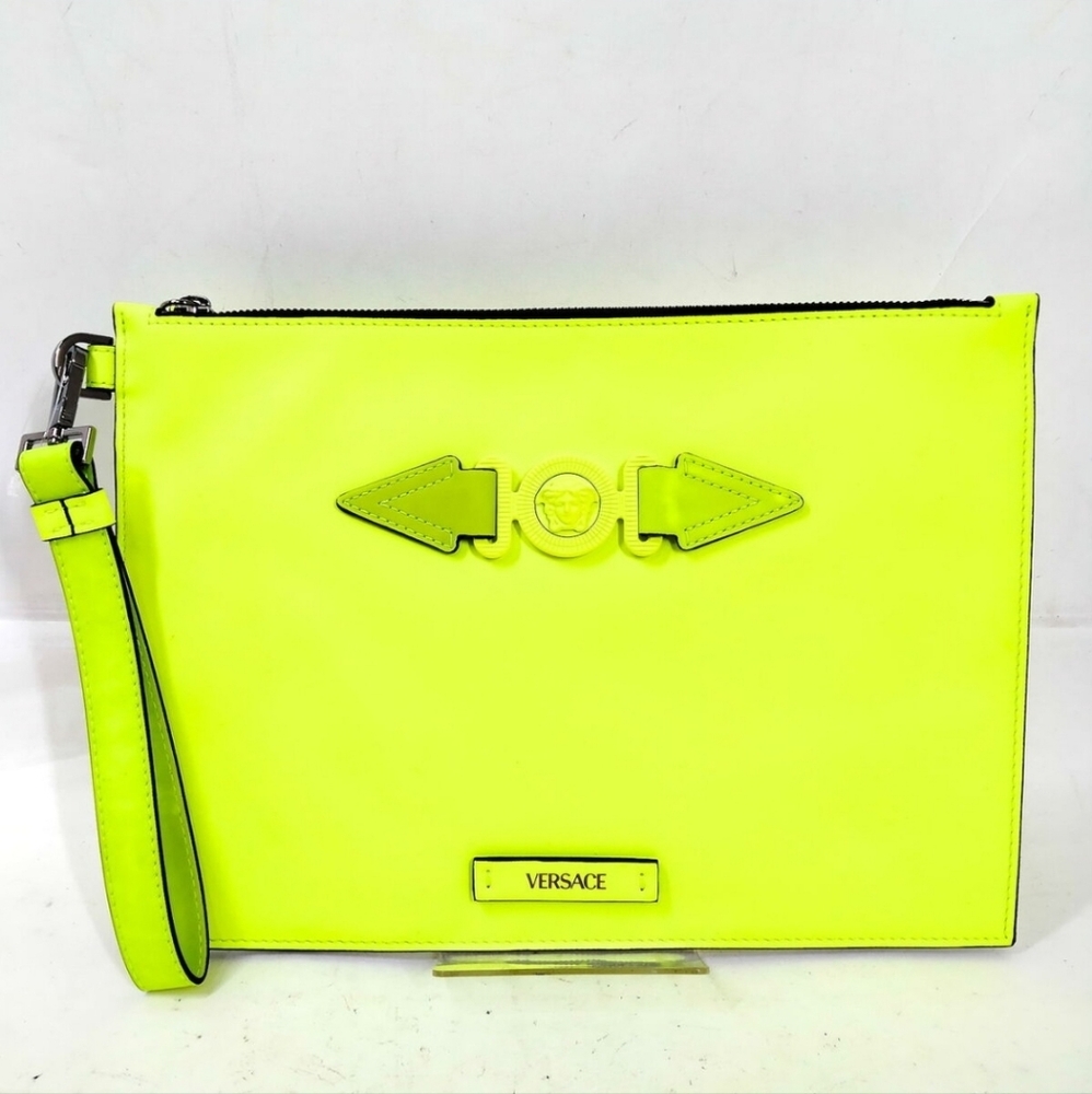 Auth Versace Medusa Plaque Clutch